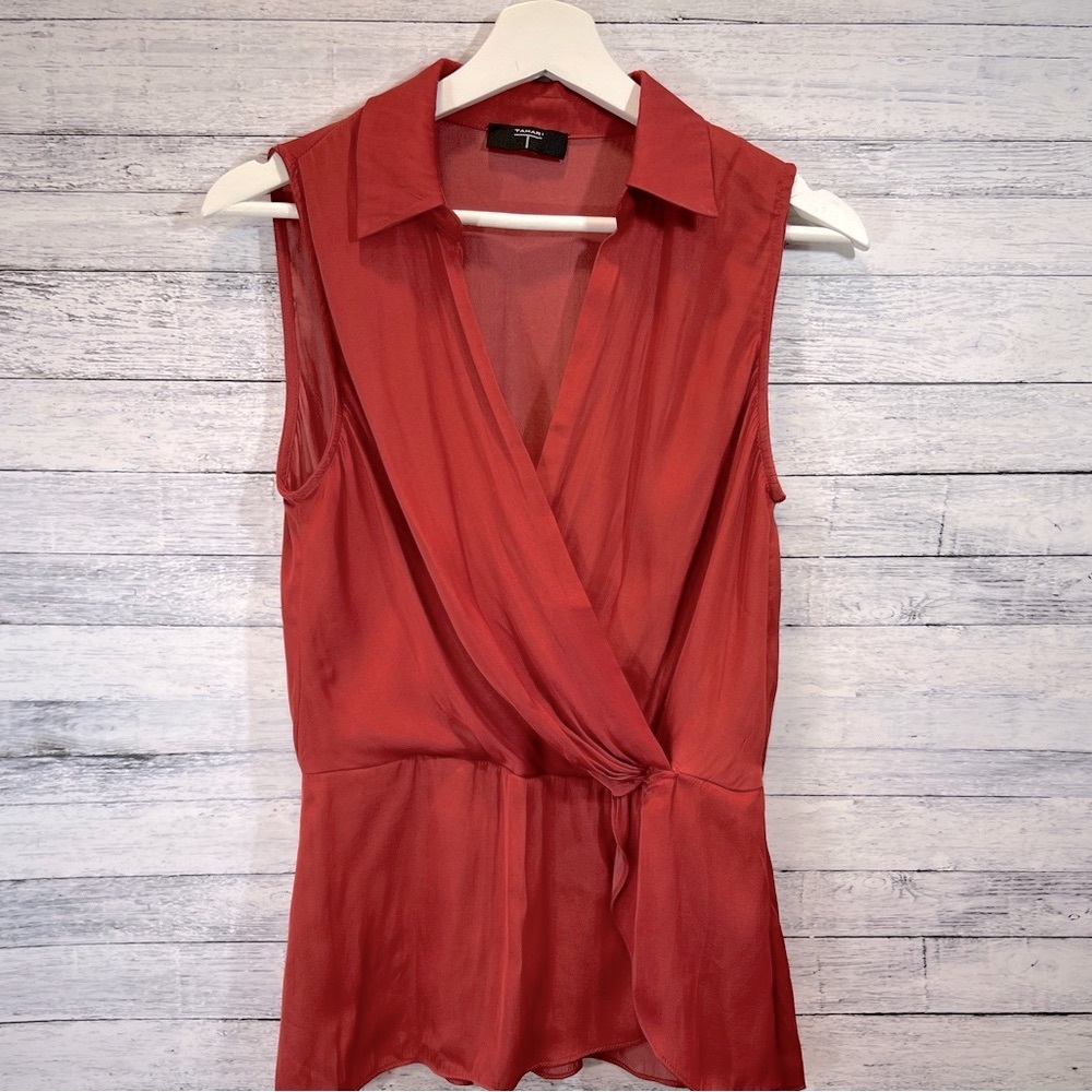 Tahari Orange Sleeveless Blouse